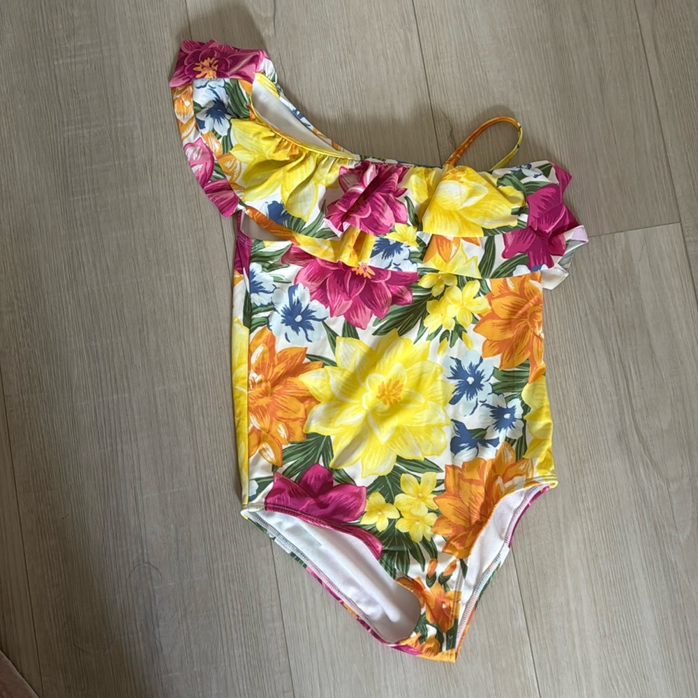 Janie and Jack recycled floral ruffle swimsuit